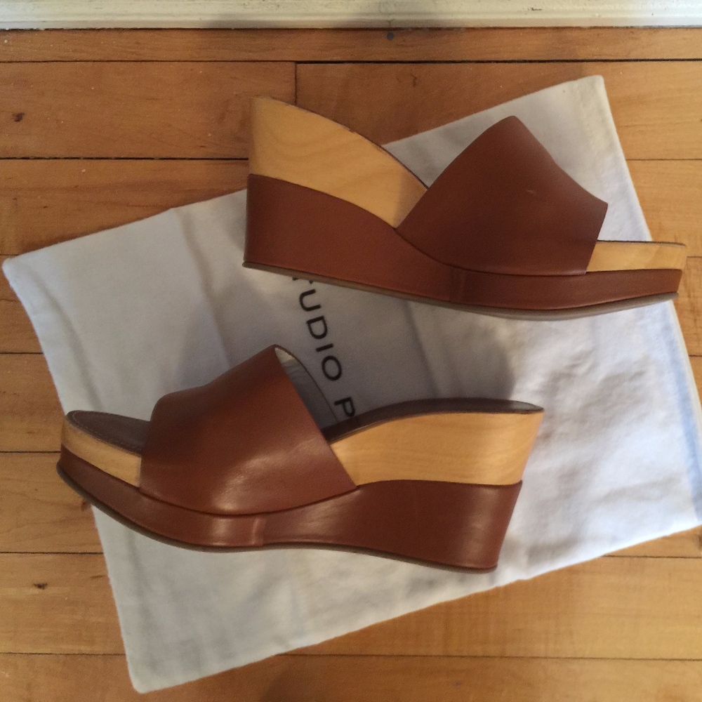 Pollini Wedge Slide Sandals Size 8